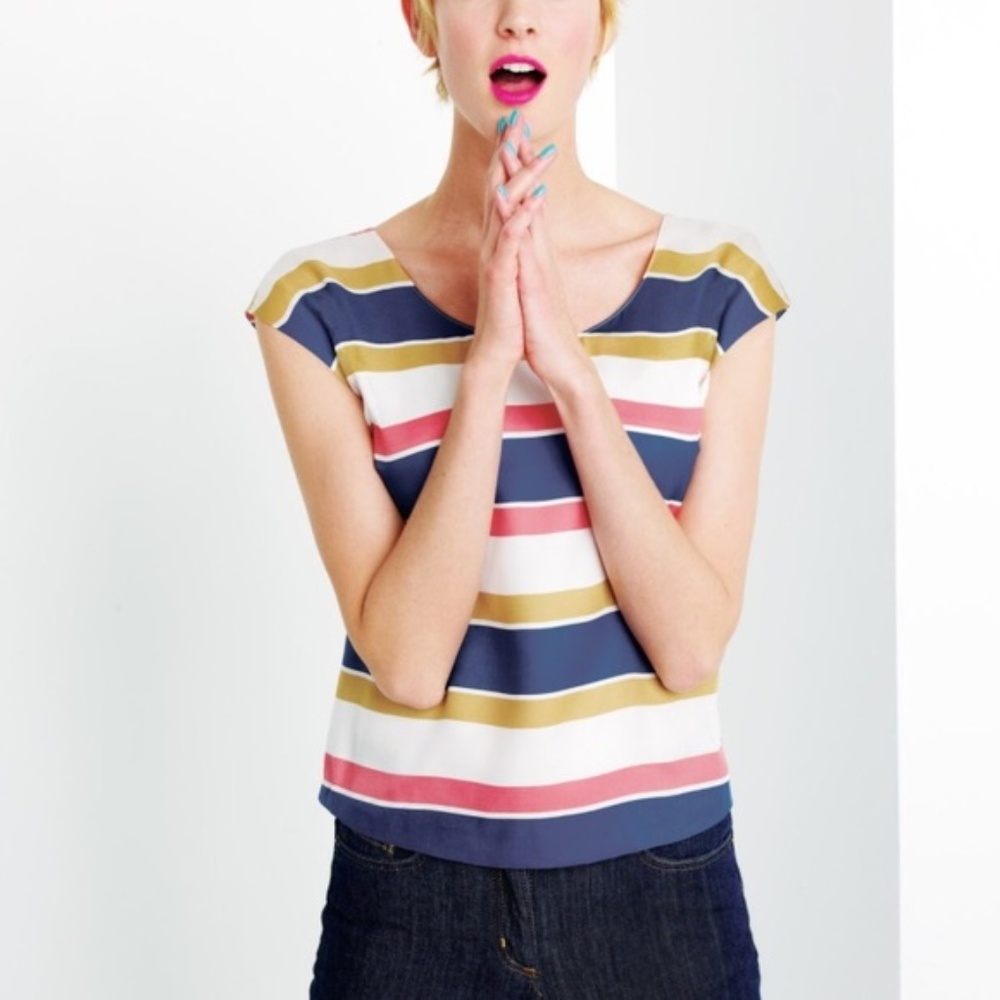 Boden Modern Top Marine Stripe Size 6